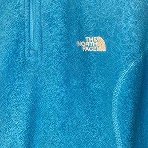 North Face Pattern Blue Fleece M Qtr Zip Sweater Outerwear EUC